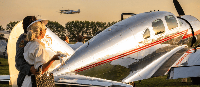 Sunset at the 2023 Goodwood Revival. airshow Ph. by PA.